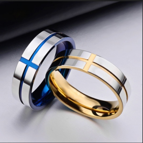 6mm Silver Titanium Steel Blue line Ring stainless - Picture 4 of 8